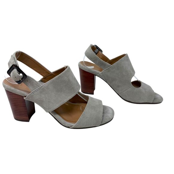 Vionic Bianca Gray Suede Tortoise Buckle Block Heel Sandals 7.5 - Picture 2 of 10
